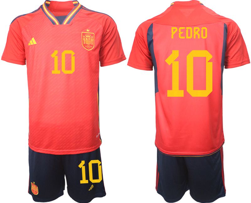 Men 2022 World Cup National Team Spain home red 10 Soccer Jerseys